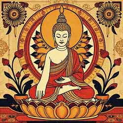 The Buddha sitting.