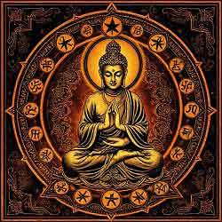 The Buddha Encircled A stylized Buddha sitting.