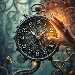 Surreal face of a clock that is aging over time.